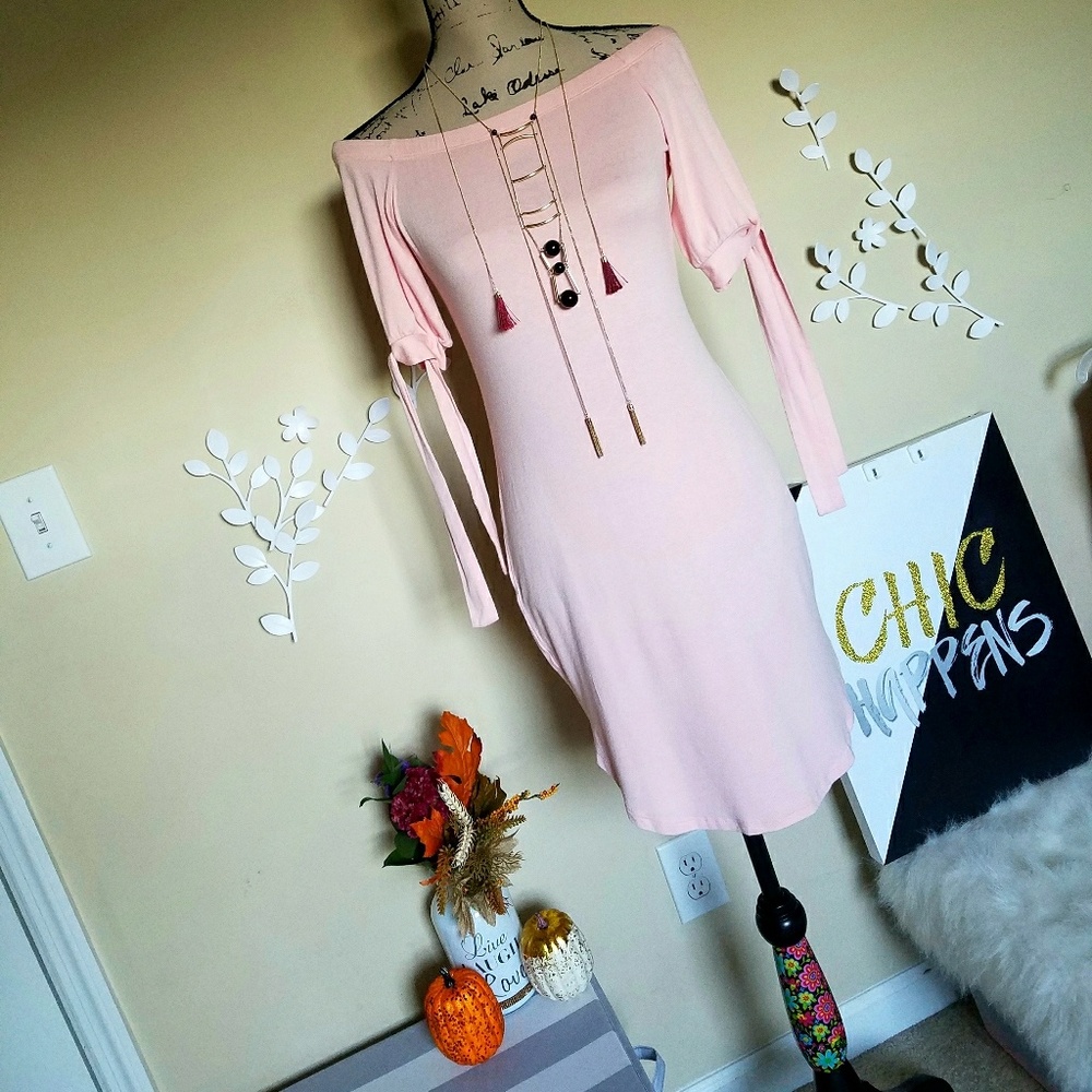 COPY - New Blush Pink Off-Shoulder Dress